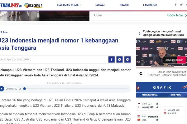 Timnas Indonesia U-23 Menjadi Sorotan Utama Media Vietnam